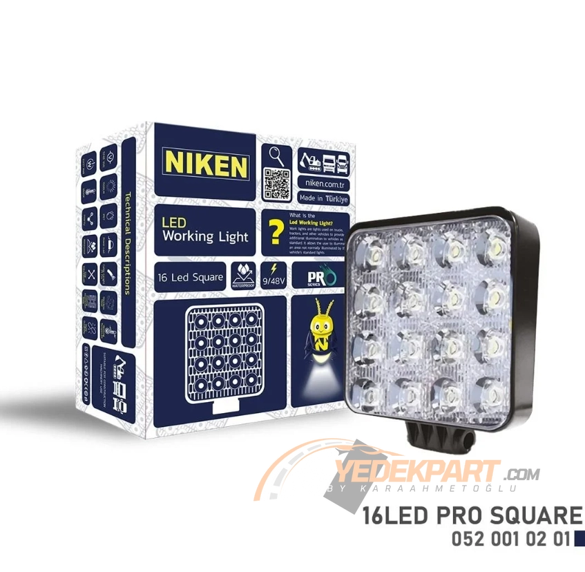 ÇALIŞMA LAMBASI 16 LEDLİ KARE